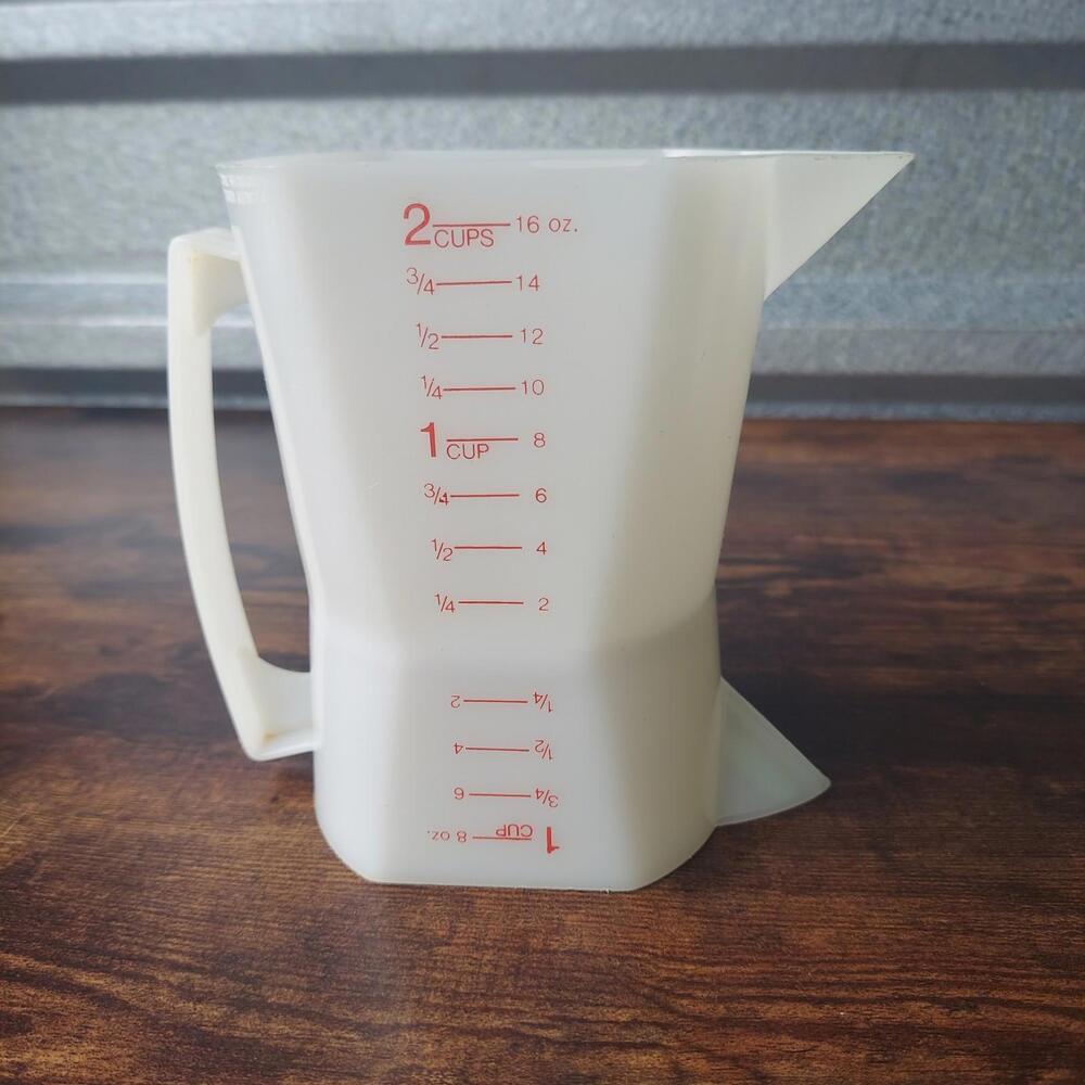VTG Stanley Cream White 1 Cup 2 Cups Two Side Wet Dry Plastic Measuring Cup